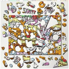 Пазл из дерева с фигурками, 340 деталей, размер 36х27 см, модель еда - 756 Puzzle Wood