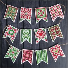 Набор алмазной мозаики "Флажки Рождество" Яркие Грани