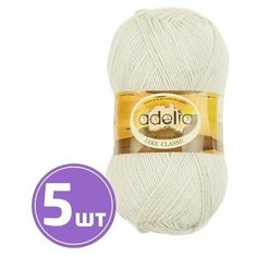 Пряжа полушерсть Adelia Аделия JAKE CLASSIC классическая тонкая, шерсть/нейлон, цвет №03 Молочный 5 шт, 410 м