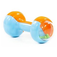 Игрушка погремушка для новорожденных "Гантелька", Полесье 0+ (оранжево-голубая)