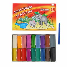 Пластилин 18 цветов 360 г, "Мультики", со стеком Gamma