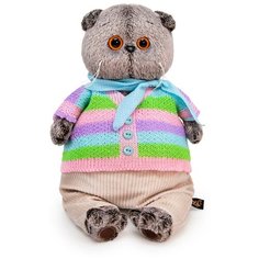 Мягкая игрушка кот Басик в полосатой кофте и штанах, BUDIBASA, 19 см