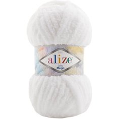 Пряжа для вязания ALIZE Softy Mega, 100г, 70м (100% микрополиэстер) (55 белый), 5 мотков