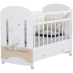 Кроватка Indigo Amici Nuvola (колесо-качалка с ящиком), качалка, белый