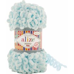 Пряжа фантазийная Alize Puffy Fine светло-голубой (522), 5 шт