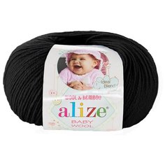 Пряжа Alize Baby wool черный (60), 10 шт