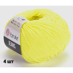 Пряжа YarnArt Jeans Ярнарт джинс Желтый неон (58) 4 мотка 50 г/160 м (45% акрил 55 хлопок)