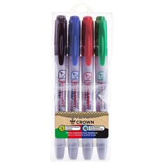 Набор перманентных маркеров Crown "Multi Marker Super Slim" 4 цв, пулевидный, 1мм