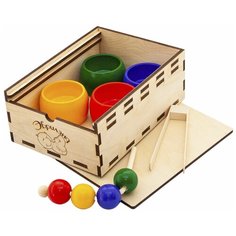 Игрушки Монтессори Шнуровка сортер 4 цвета с пиалами Эврилэнд