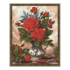 Алмазная мозаика Букет красных роз 40x50 см. Paintboy