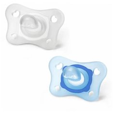Пустышка силиконовая Physio Soft Mini 0+, 2 шт., голубой Chicco