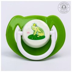 Крошка Я Соска-пустышка ортодонтическая, силикон, от 6 мес с колпачком, «Лягушка», цвет зеленый