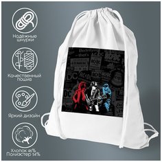 Сумка для обуви CoolPodarok по рок группе AC DS на фоне стикеров