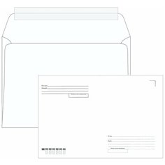 Конверты С4 (229×324 мм), отрывная лента, «Куда-Кому», 100 г/ м 2 , комплект 500 шт. Ряжская печатная фабрика