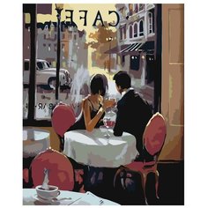 Картина по номерам, "Живопись по номерам", 60 x 75, BH05, Влюблённые, кафе, романтика, ресторан, алкоголь, городской пейзаж, окно, мужчина и женщина