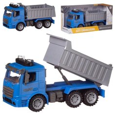 Машинка Junfa Самосвал инерционный, свет/звук, синий, 1:14 98-611A/синий