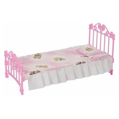 Мебель Кровать розовая с постельным бельем С-1427 Огонек Огонёк