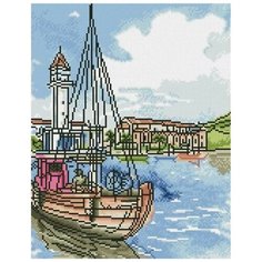 Алмазная мозаика «Приморский город», LG064 / 40х50 см / Полная выкладка / Холст на подрамнике / Картина стразами Цветной