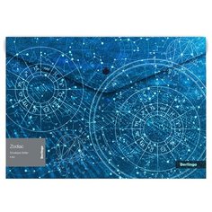 Berlingo Папка-конверт на кнопке Zodiac, 180мкм, глиттер-эффект, 12 шт, синий