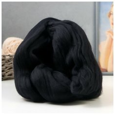 Семеновская пряжа Волокно для валяния Валяшка LG_Austaralia Merino шерсть 100% 100 гр (1черный)