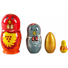 Детский кукольный театр "Матрёшка "Курочка и золотое яйцо", 4 в 1, 4 деревянных фигурки Rn Toys