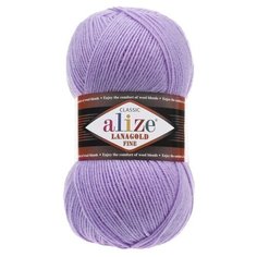 Пряжа Alize Lanagold Fine, 49 % шерсть, 51 % акрил, 100 г, 390 м, 1 шт., 166 лиловый