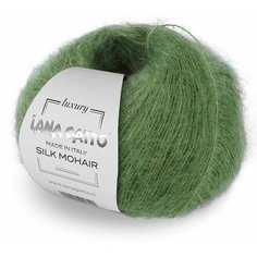 Пряжа для вязания Lana Gatto Silk Mohair / 1 моток 25 грамм / цвет 9379 - зелёный / 212 метров, 75% суперкид мохер, 25% шёлк