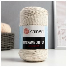 Пряжа "Macrame Cotton" 20% полиэстер, 80% хлопок 225м/250гр (752 молочный)./В упаковке шт: 1 Yarn Art