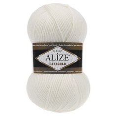 Пряжа Alize Lanagold (Ализе Ланаголд) - 2 мотка 450 жемчужный 49% шерсть, 51% акрил 240м/100г