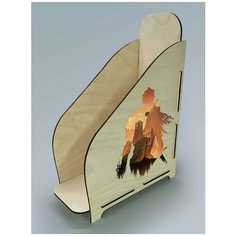 Органайзер лоток, подставка для бумаги, документов деревянная с цветным принтом 1 отделение игры Dark Souls дарк соулс средневековье костер - 47 Art Wood