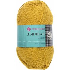 Пряжа Пехорка Льняная горчица (447), 55%лен/45%хлопок, 330м, 100г, 1шт