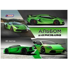 Альбом для рисования А4 40л. Зеленая машина скрепка Asmar