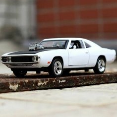 Машинка металлическая Dodge charger white 1:32, Коллекционная модель для взрослых, Игрушечный автомобиль с звуковыми и световыми эффектами для детей Элемент