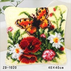 Набор для вышивания подушка размером 40х40 (ковровая техника) ZD-1020 Бабочки и цветы Dia Mond