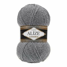 Пряжа ALIZE LANAGOLD, серо-т. серый дуэт - 651, 49% шерсть, 51% акрил, 5 мотков, 100 г, 240 м.