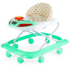 Ходунки детские "Машина" с музыкальным рулем, бело/зеленые, Oubaoloon 502-2 в пакете