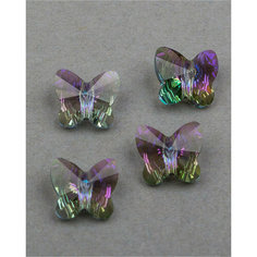 Бусины Swarovski в виде бабочек из стекла, цвет Crystal Paradise Shine (#001-API), Размер 10 мм, 4 шт.