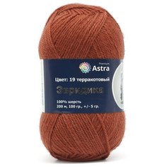 Пряжа Astra Premium Эвридика, 100 % шерсть, 100 г, 200 м, 3 шт., 19 терракотовый