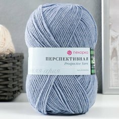 Пряжа "Перспективная" 50% мериносовая шерсть, 50% акрил объёмный 270м/100гр (39-Сероголубой) Пехорский текстиль