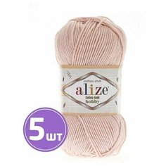 Пряжа для вязания крючком, спицами Alize Ализе Cotton Gold Hobby средняя, xлопок/aкрил, цвет 382 телесный, 5 шт. по 50 г, 165 м