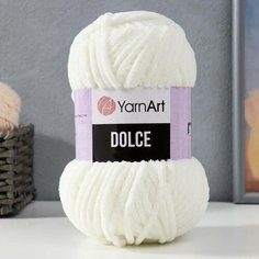 Пряжа "Dolce" 100% микрополиэстер 120м/100гр (745 молочный) микс, 1шт Yarn Art