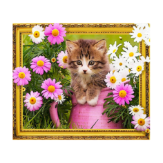 Алмазная мозаика 5D фирмы на подрамнике размер 40х50 круглые камешки LT 0693 Котенок в лейке Painting Diamond