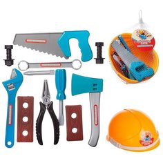 Игровой набор ABtoys Помогаю Папе Инструменты в строительной каске, 14 предметов, в сетке PT-00550/2комплектация