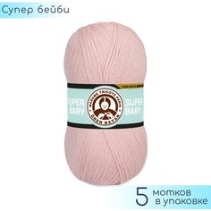 Пряжа Madame Tricote "Super Baby" №001 Бледно розовый, 100% акрил, 100гр. 340м. 5шт.