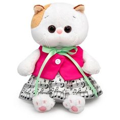 Мягкая игрушка Basik&Co в подарочной коробке - кошечка Ли Ли Baby в юбке и малиновом жилете - подруга кота Басика, 20 см / Кошечка Ли-Ли