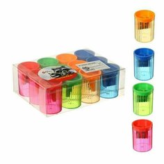 Точилка с контейнером, двойная, Классика, корпус, в ассортименте, 12 шт. Sweet Home