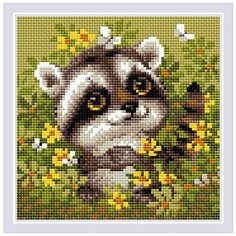 Риолис Набор алмазной мозаики Енотик (АМ0083) 20х20 см