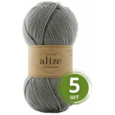 Пряжа Alize Wooltime (Вултайм) - 5 мотков Цвет: 21 серый 75% шерсть, 25% полиамид, 100г 200м