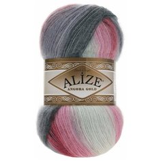 Пряжа Alize Angora gold batik (Ангора Голд Батик) 1602 бел-розовый-серый 20% шерсть, 80% акрил 100г 550м 1 шт