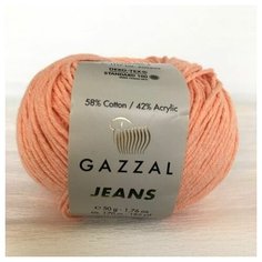 Пряжа полухлопок Gazzal Jeans/Газзал Джинс - персиковый N 1117, 1 шт, 58% хлопок, 42% акрил, 170м/50гр, для вязания игрушек, одежды и сумок